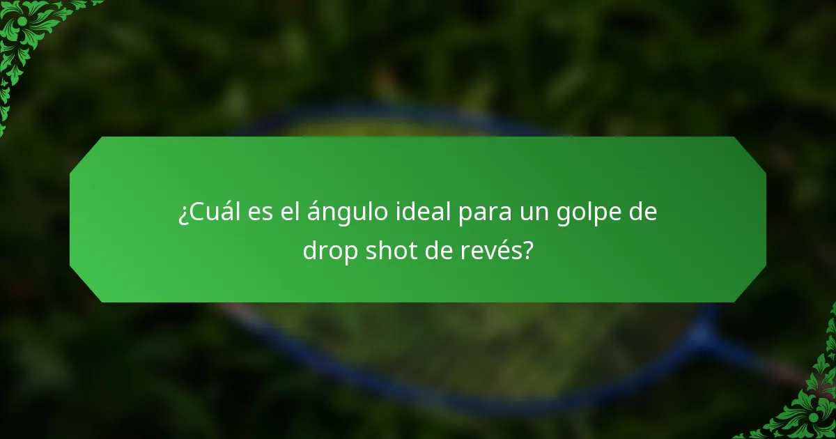¿Cuál es el ángulo ideal para un golpe de drop shot de revés?